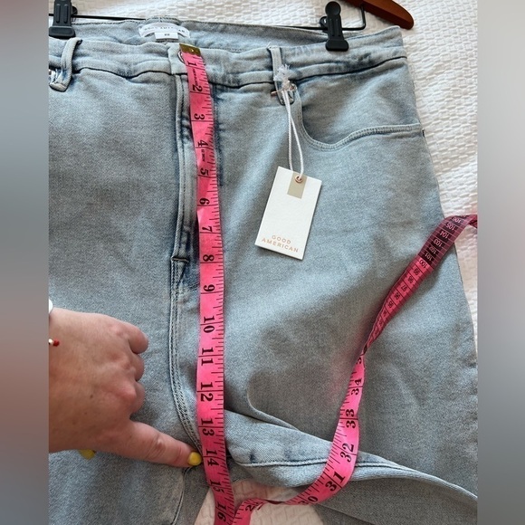 GOOD AMERICAN GOOD LEGS GROP LONG FRAY HEM JEANS IN BLUE669 NWT - Picture 14 of 16